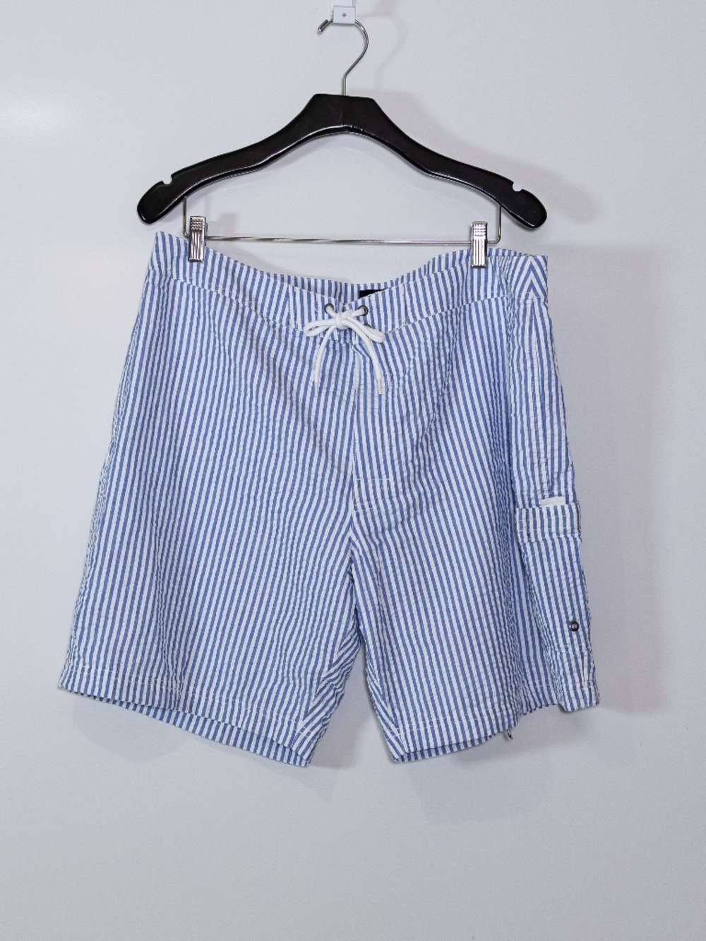 NEW J By J. Crew Men's 9" Seersucker Bathing Suit Board Short Sail Blue White 38